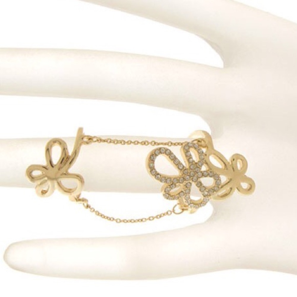 Butterfly Floral Chain Midi Ring